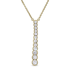 Gold vermeil finish sterling silver micropave drop pendant with simulated diamonds on 16 - 18 adjustable chain