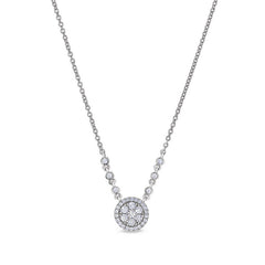 Platinum finish sterling silver micropave necklace with simulated diamonds on 16 - 18 adjustable cable chain
