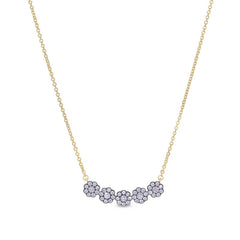 Gold vermeil and black rhodium finish sterling necklace with simulated diamonds on 16 - 18 adjustable cable chain