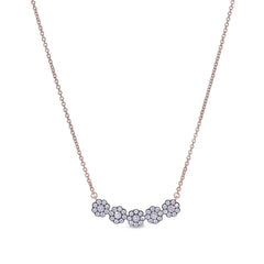 Rose gold and black rhodium finish sterling silver necklace with simulated diamonds on 16 - 18 adjustable cable chain