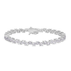 Platinum finish sterling silver micropave bracelet with simulated diamonds
