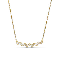 Gold vermeil sterling silver micropave ups and downs necklace with simulated diamonds - 16 - 18 adjustable chain