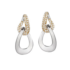 Gold vermeil finish and gold vermeil sterling silver micropave interlocking teardrops  earrings with simulated  diamonds