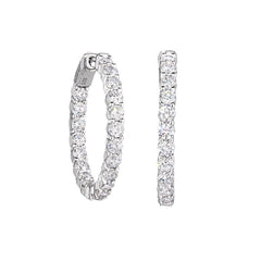 Platinum finish sterling silver micropave 3.0  hoop earrings with simulated  diamonds