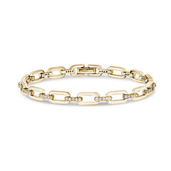 Gold vermeil sterling silver micropave open links bracelet with simulated diamonds.  - 7.5