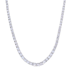 Platinum finish sterling silver micropave necklace with graduated simulated diamonds – 18”