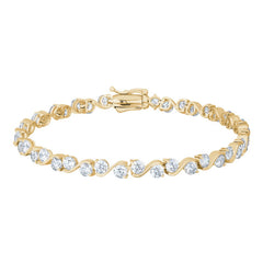 gold vermeil sterling silver two stone waves bracelet with simulated diamond  - 7.25