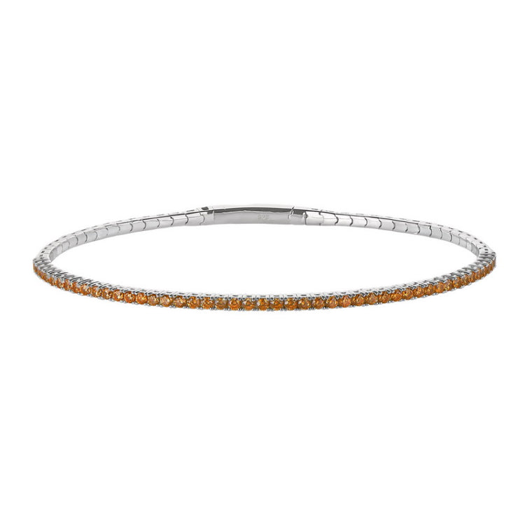 Platinum Finish Sterling Silver Single Row Simulated Citrine Birthstones