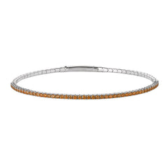 Platinum Finish Sterling Silver Single Row Simulated Citrine Birthstones