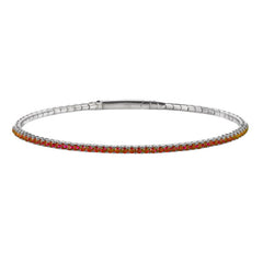 Platinum Finish Sterling Silver Single Row Simulated Ruby Birthstones