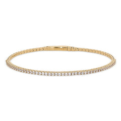 Gold Vermeil Sterling Silver Single Row Flexible Bracelet with 1.75mm Simulated Diamonds