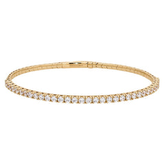 gold vermeil sterling silver single row flexible bracelet with 2.5mm simulated diamonds