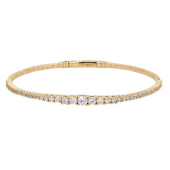 gold vermeil sterling silver single row flexible bracelet with small graduated simulated diamonds