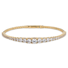 gold vermeil sterling silver single row flexible bracelet with large graduated simulated diamonds