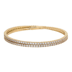 gold vermeil finish sterling silver double wrap flexible bracelet with simulated diamonds