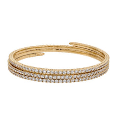 gold vermeil finish sterling silver triple wrap flexible bracelet with simulated diamonds