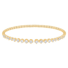 gold vermeil sterling silver open top flexible bracelet with graduated simulated diamonds