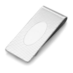 Rhodium Finish Brite Engine-Turned Money Clip, White