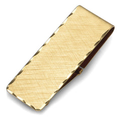 Gold Finish Hinged Money Clip Scallop Border