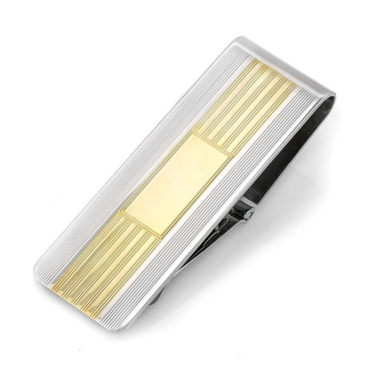 Rhodium Finish Hinged Money Clip,Engraved,Two-Color