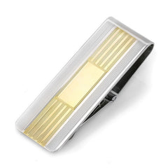Rhodium Finish Hinged Money Clip,Engraved,Two-Color