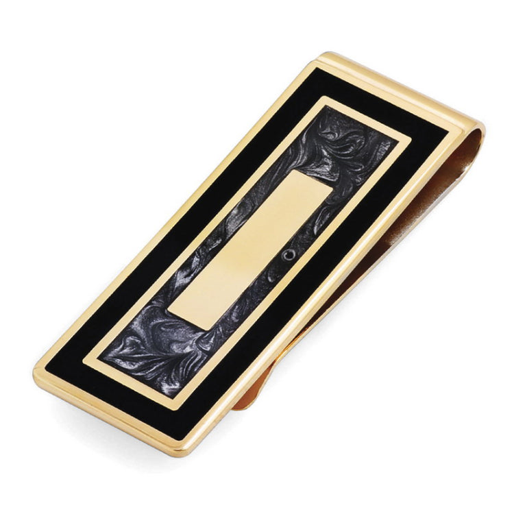 Gold Finish Black & Grey Money Clip