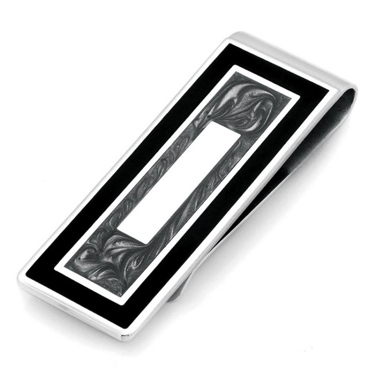 Rhodium Finish Black & Grey Money Clip