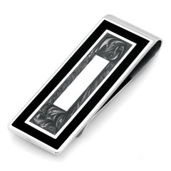 Rhodium Finish Black & Grey Money Clip