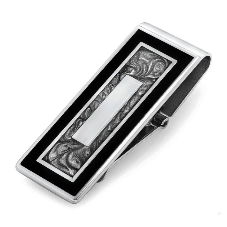 Rhodium Fimish Black & Grey Hinged Money Clip