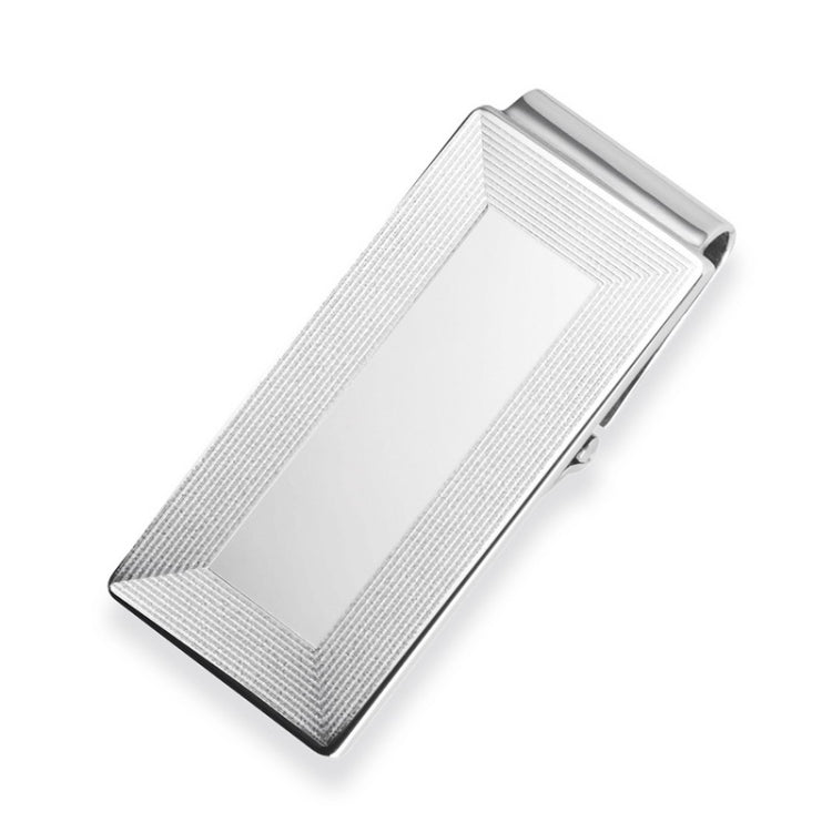 Rhodium Finish 7/8 Wide Hinged Money clip Polished Engraved