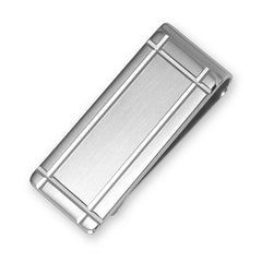 Rhodium Finish Diamond-Cut Money Clip 4-Way