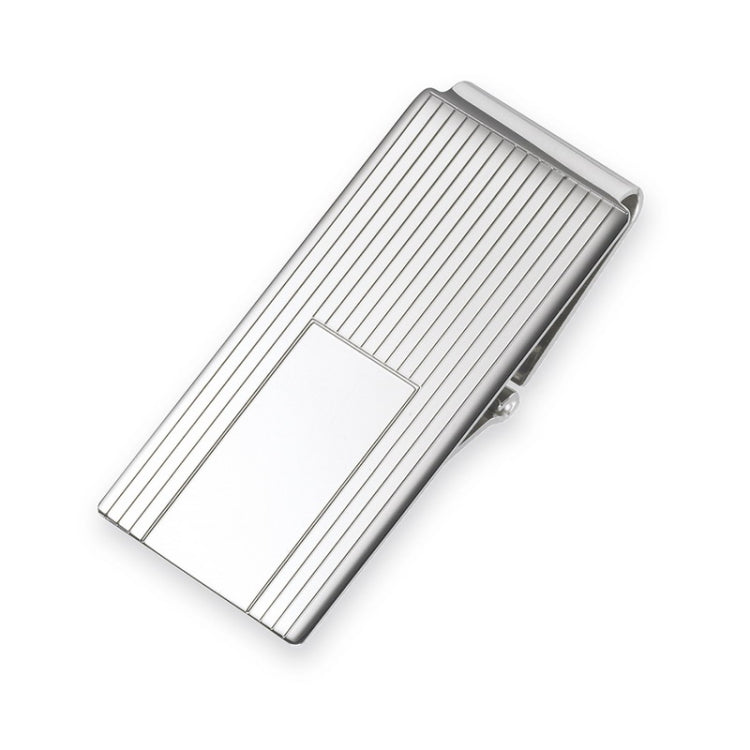 Rhodium Finish 7/8 Hinged Money Clip Engraved