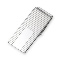 Rhodium Finish 7/8 Hinged Money Clip Engraved