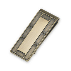 Brick Framed Antique Brass Money Clip