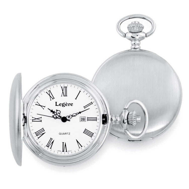 Rhodium Finish Large Plain Satined Watch White/Black Date
