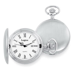Rhodium Finish Large Plain Satined Watch White/Black Date