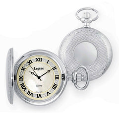 Rhodium Finish Large Engraved Pocket Watch Mop Dial