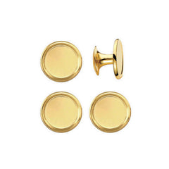 Gold Finish 4Pc Set Round Rimmed Stud