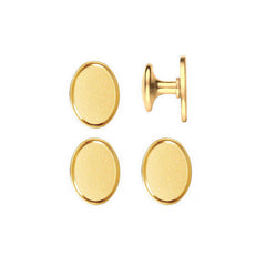 Gold Finish 4Pc Stud Set Oval Sandblast Engine-Turned