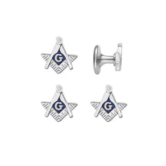 Rhodium Finish 4Pc Masonic Stud Set