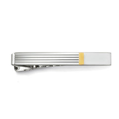 Rhodium Finish Two Color Tie Bar