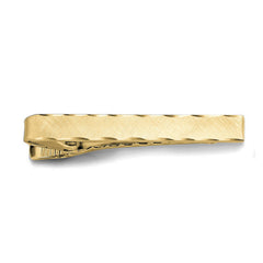 Gold Finish Florentine Engraved Scallop Tie Bar