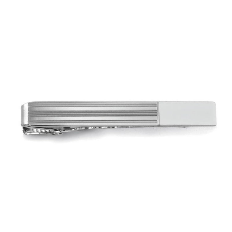 Rhodium Finish Brite Engine-Turned Tie Bar