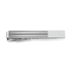 Rhodium Finish Brite Engine-Turned Tie Bar