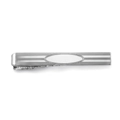 Rhodium Finish Polished Engraved Tie Bar