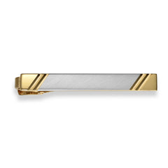 Rhodium Finish W/Gold Finish Diagonal Tie Bar