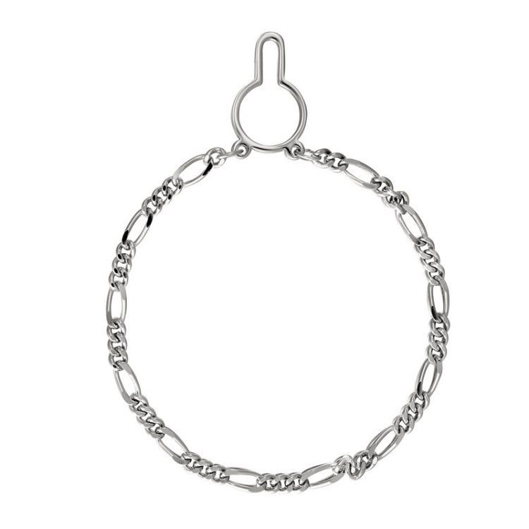 Rhodium Finish Tie Chain Figaro