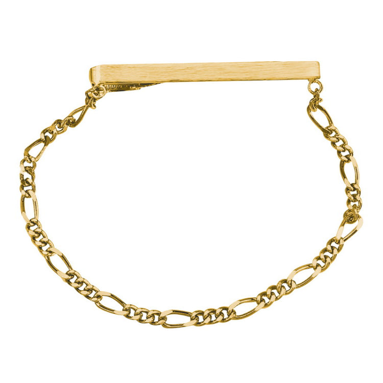 Gold Finish Tie Bar-Figaro Tie Chain