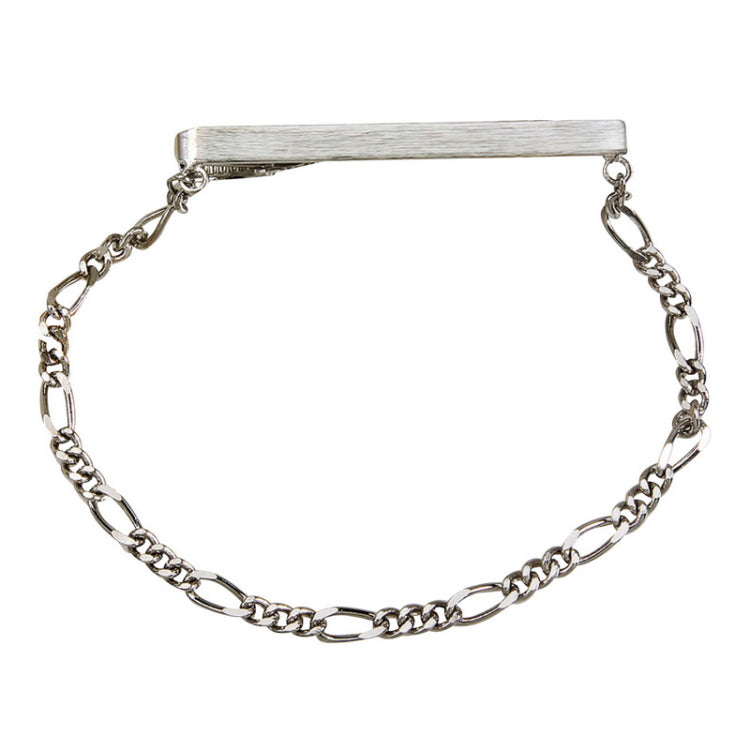 Rhodium Finish Tie Bar-Figaro Tie Chain