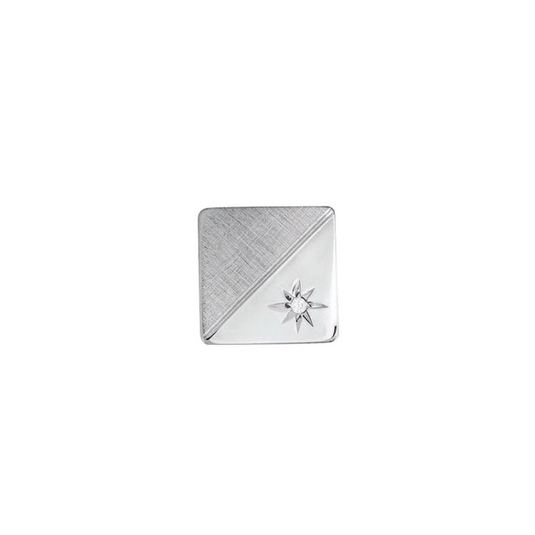 Rhodium Finish Florentine Two Tone Tie Tack .005 Pt Diamond
